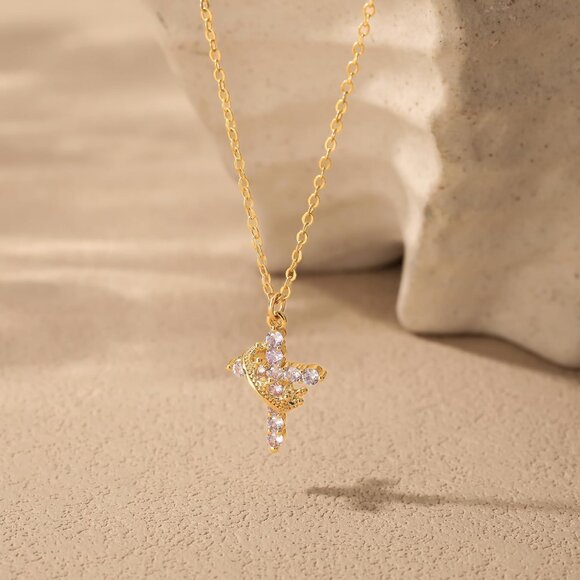 Perfect Gifts Women's Crown M02 Purple Cross Necklace Gold Plated Faith Jewelry - Picture 6 of 8